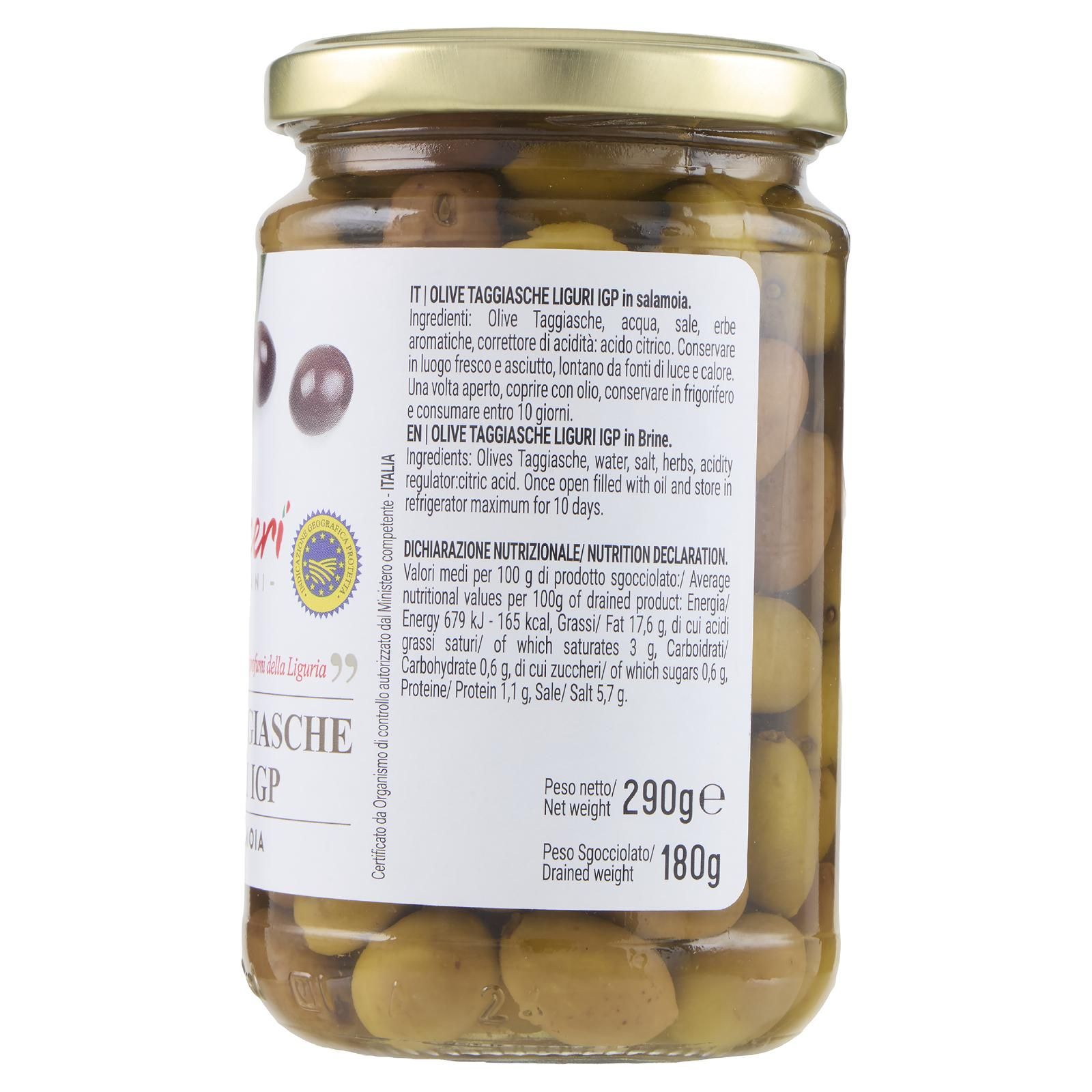 Piaceri Italiani Olive Taggiasche Liguri IGP in Salamoia 290 g