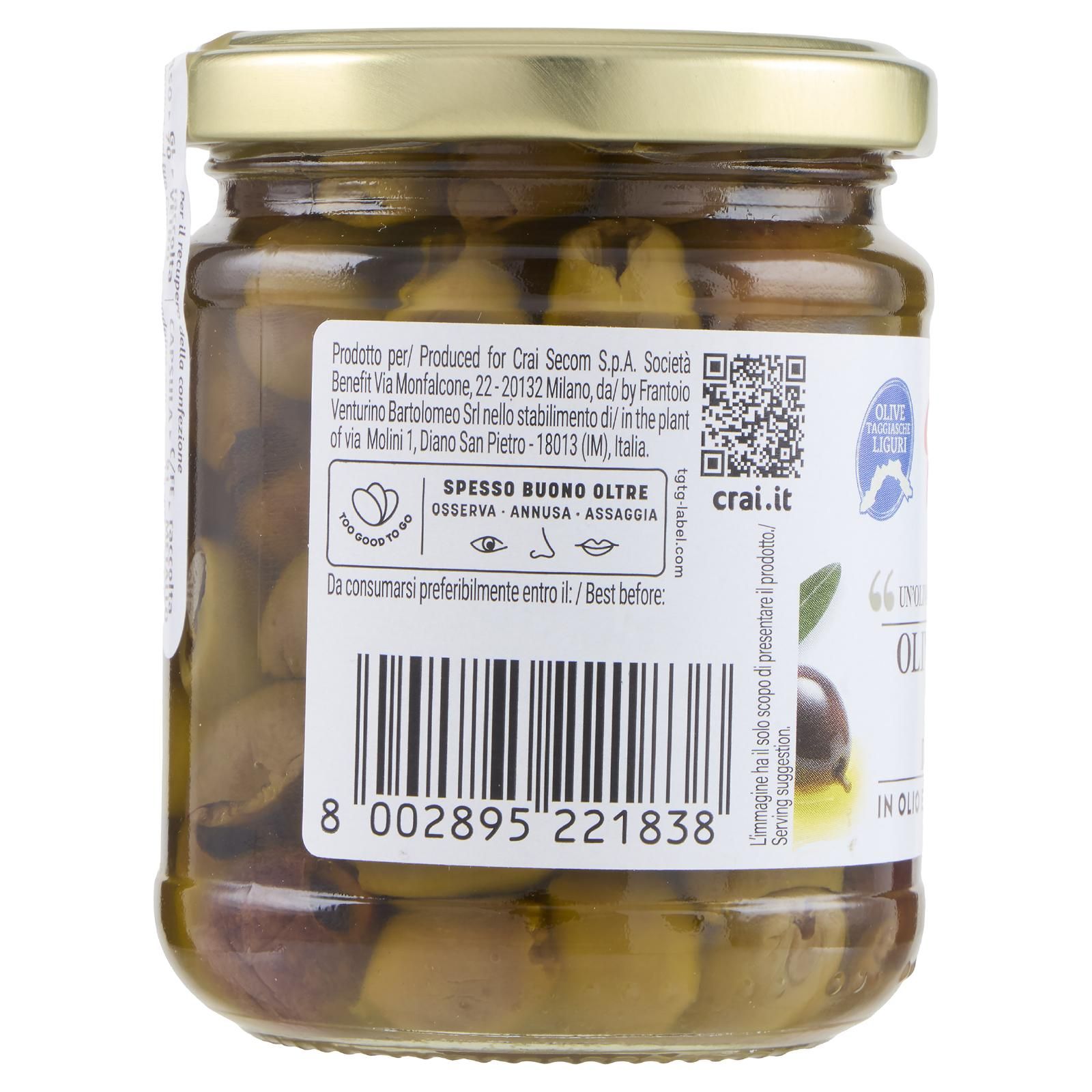 Piaceri Italiani Olive Taggiasche Liguri IGP Denocciolate in Olio Extra Vergine di Oliva 180 g
