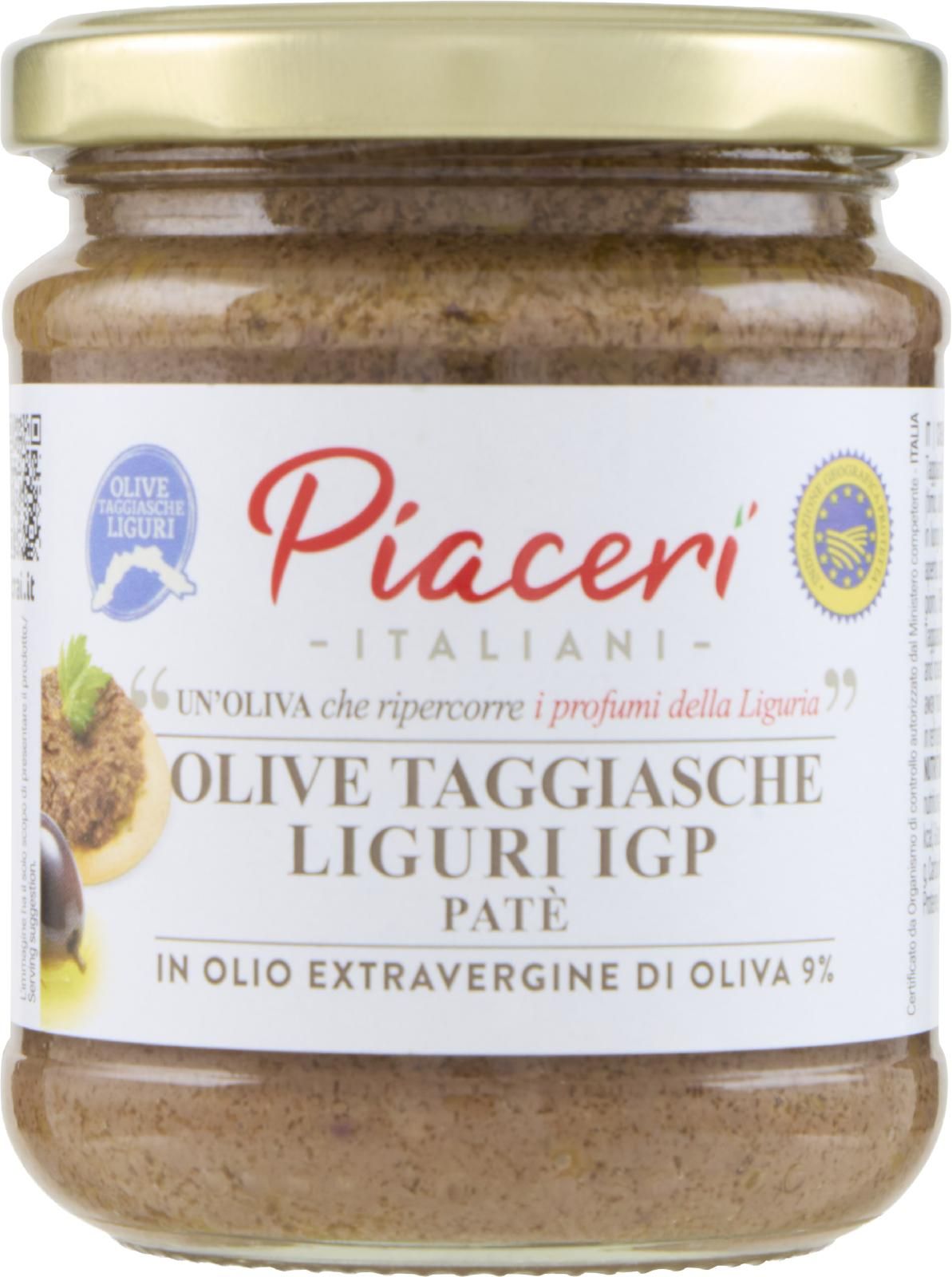 Piaceri Italiani Olive Taggiasche Liguri IGP Patè in Olio Extravergine di Oliva 180 g