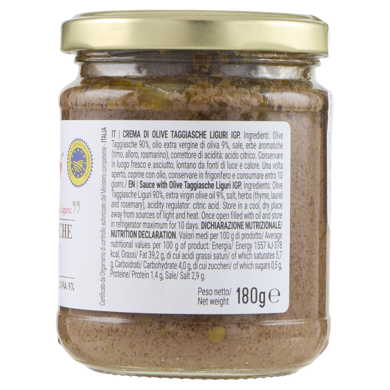 Piaceri Italiani Olive Taggiasche Liguri IGP Patè in Olio Extravergine di Oliva 180 g
