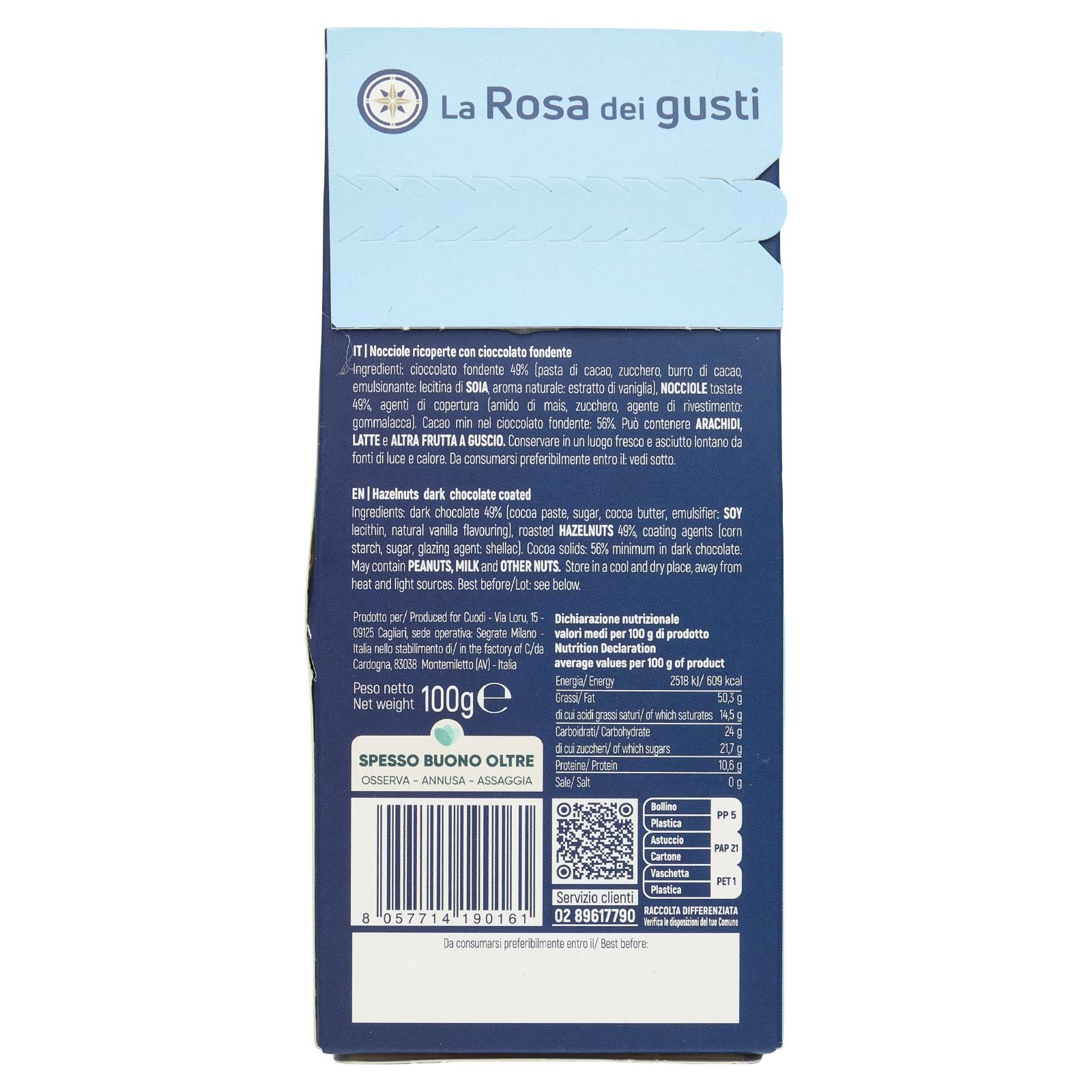 La Rosa dei gusti Le nocciole ricoperte con cioccolato fondente 100 g