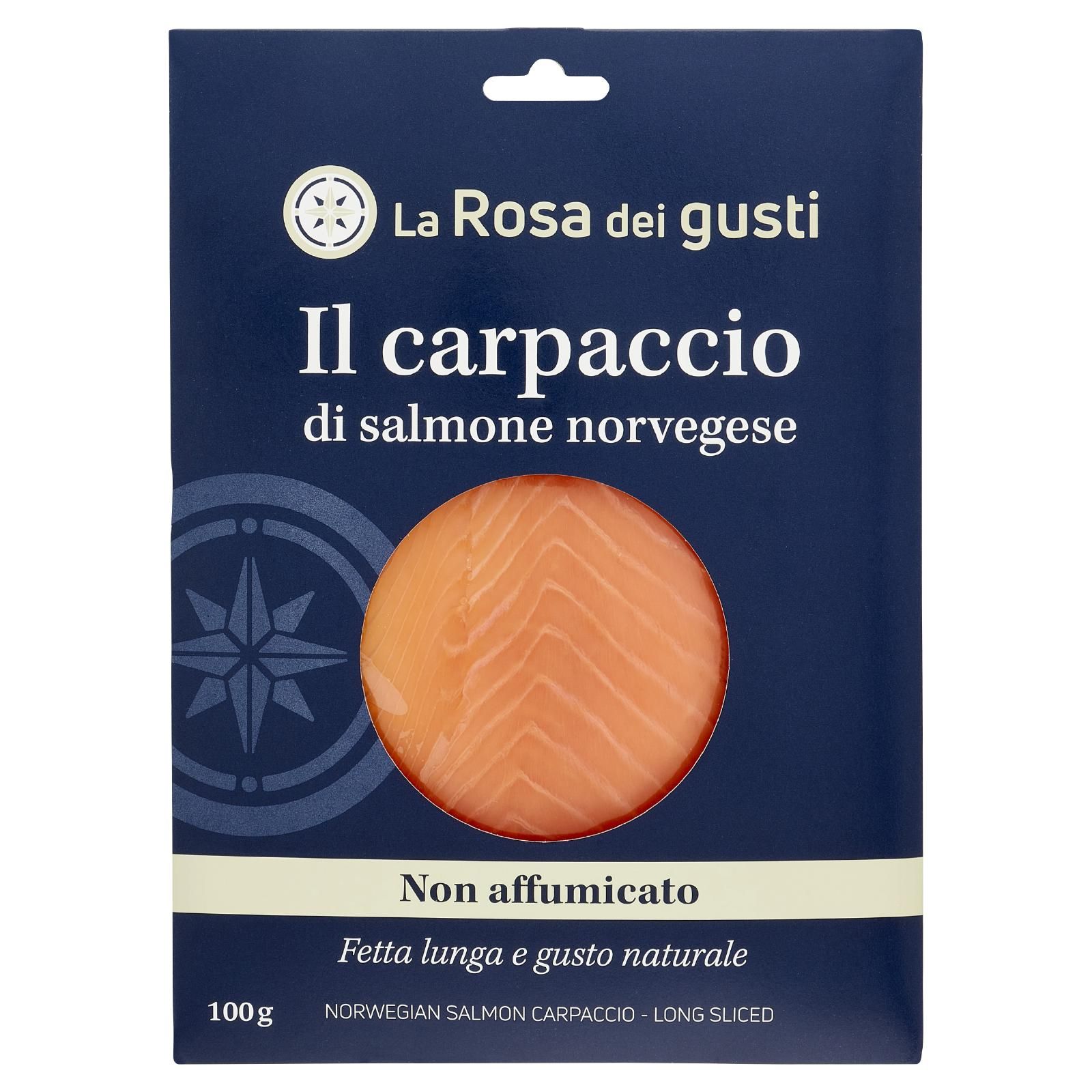 La Rosa dei gusti il carpaccio di salmone norvegese Non affumicato 100 g