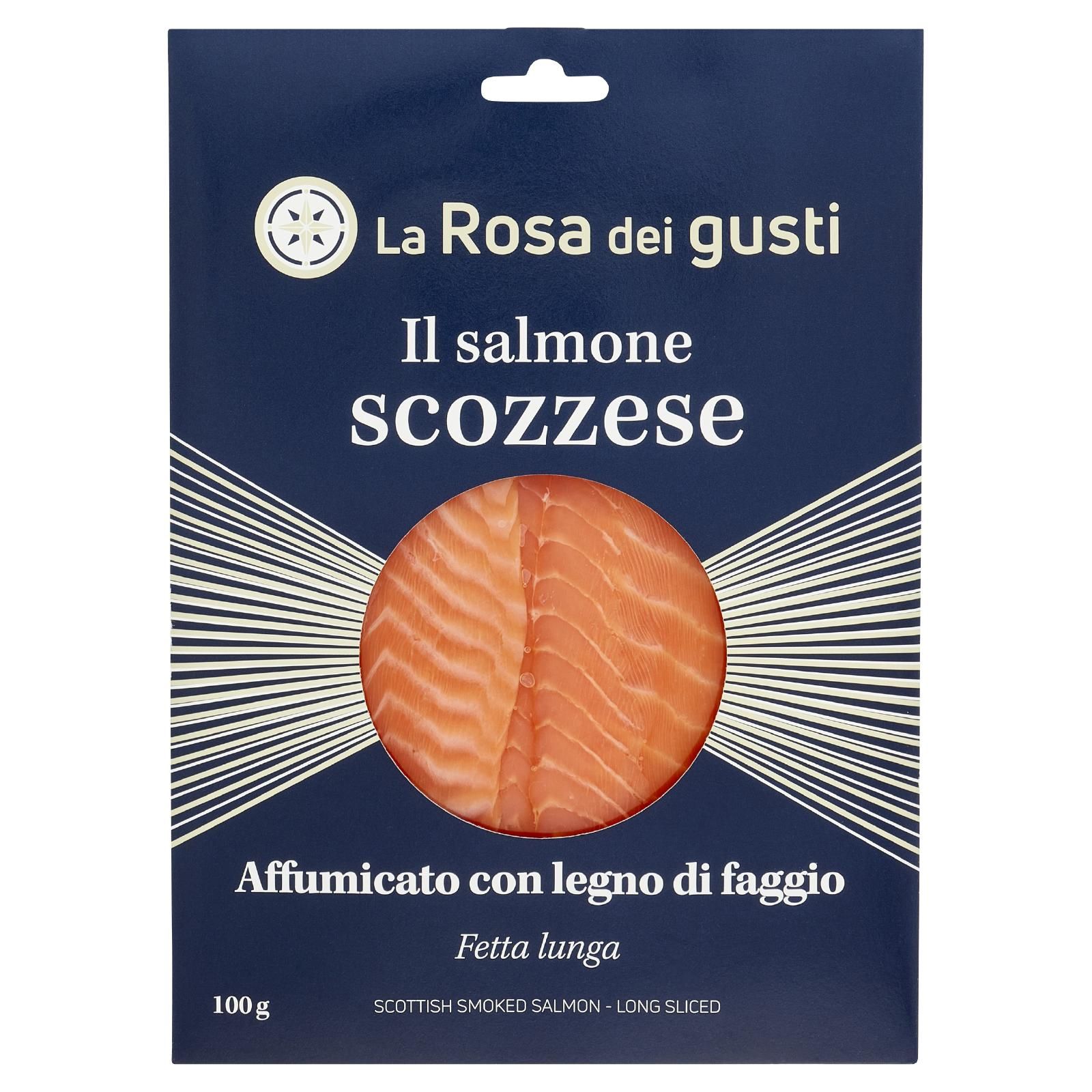 La Rosa dei gusti il salmone scozzese Affumicato con legno di faggio 100 g