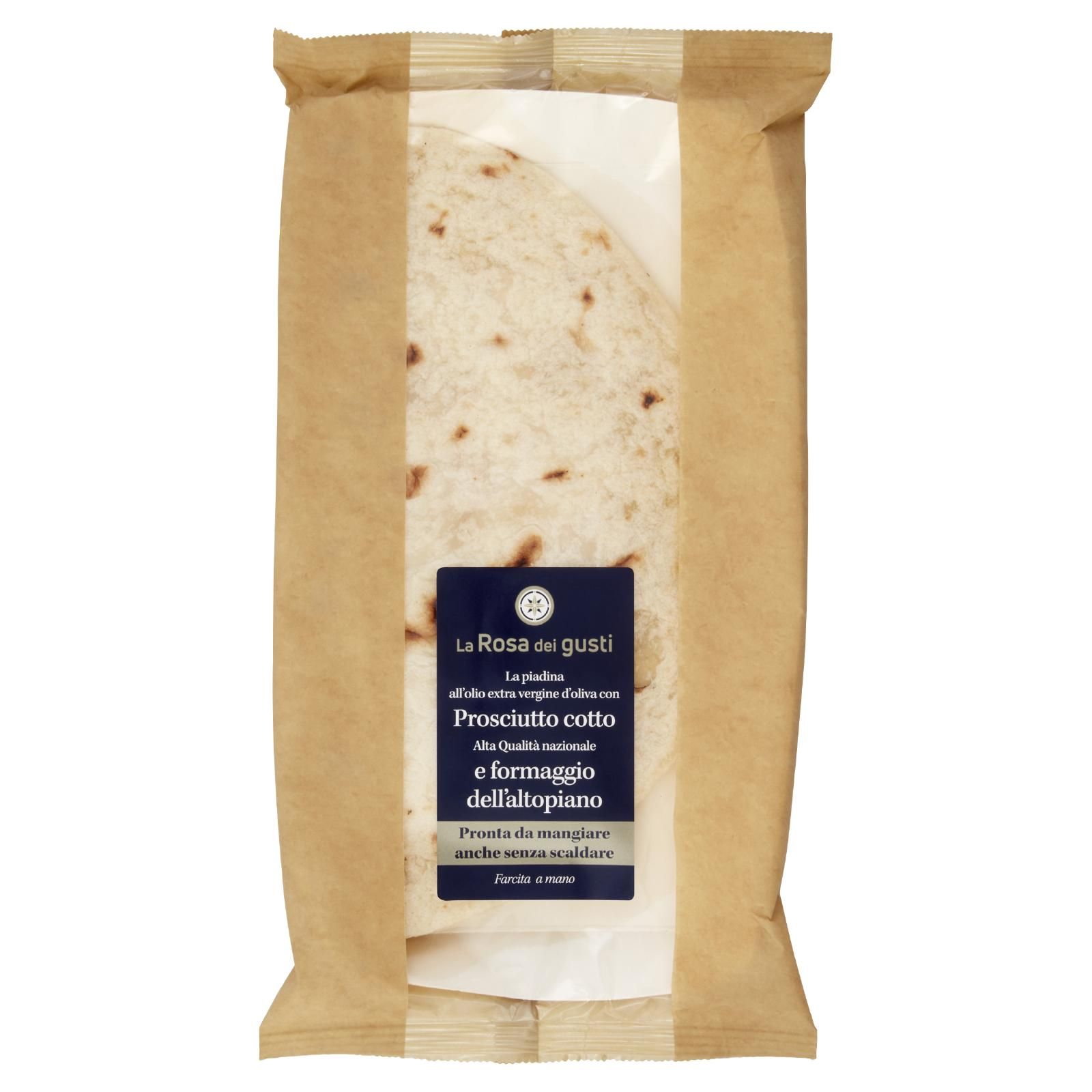 La Rosa dei gusti la piadina Prosciutto cotto e formaggio dell'altopiano 140 g