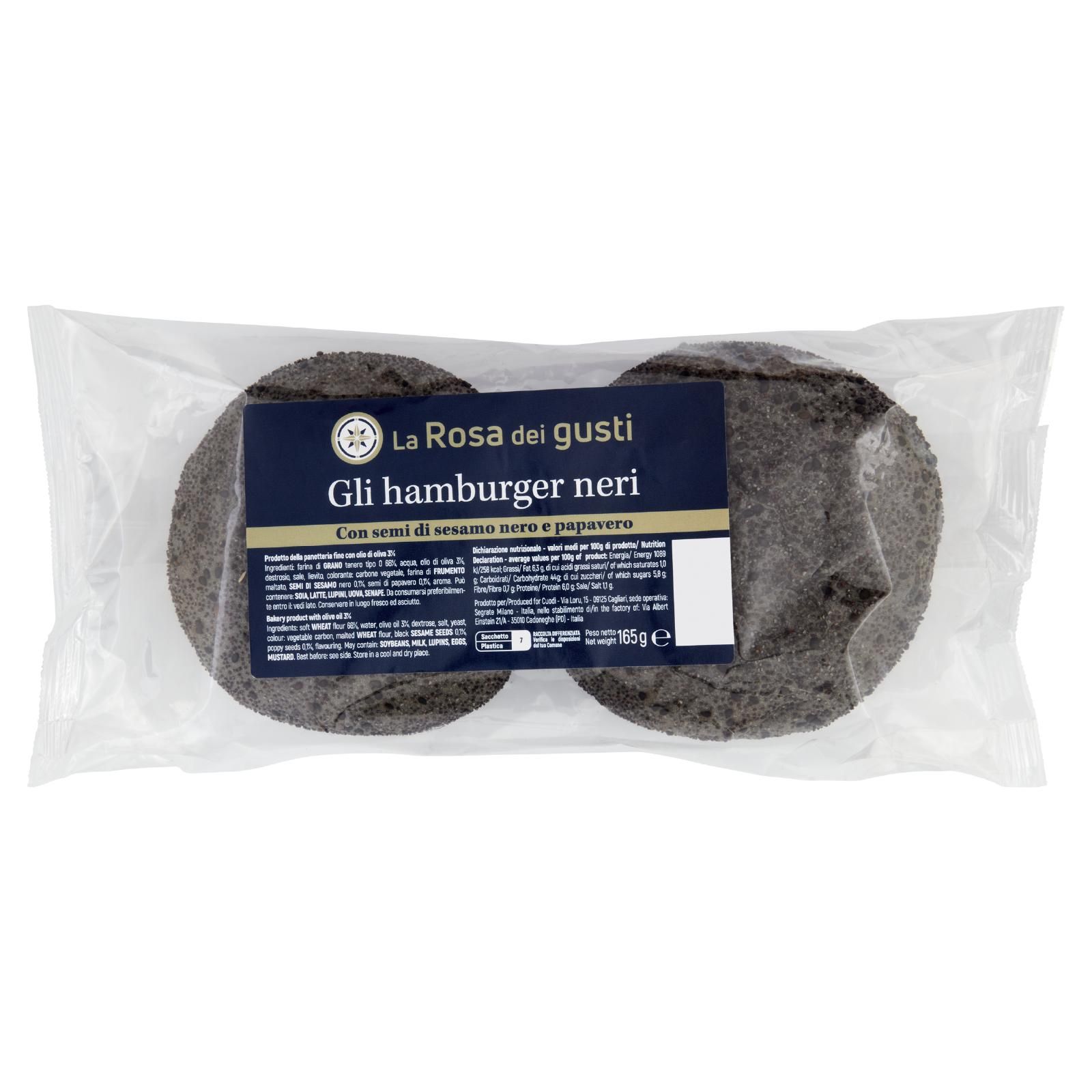La Rosa dei gusti gli hamburger neri 165 g