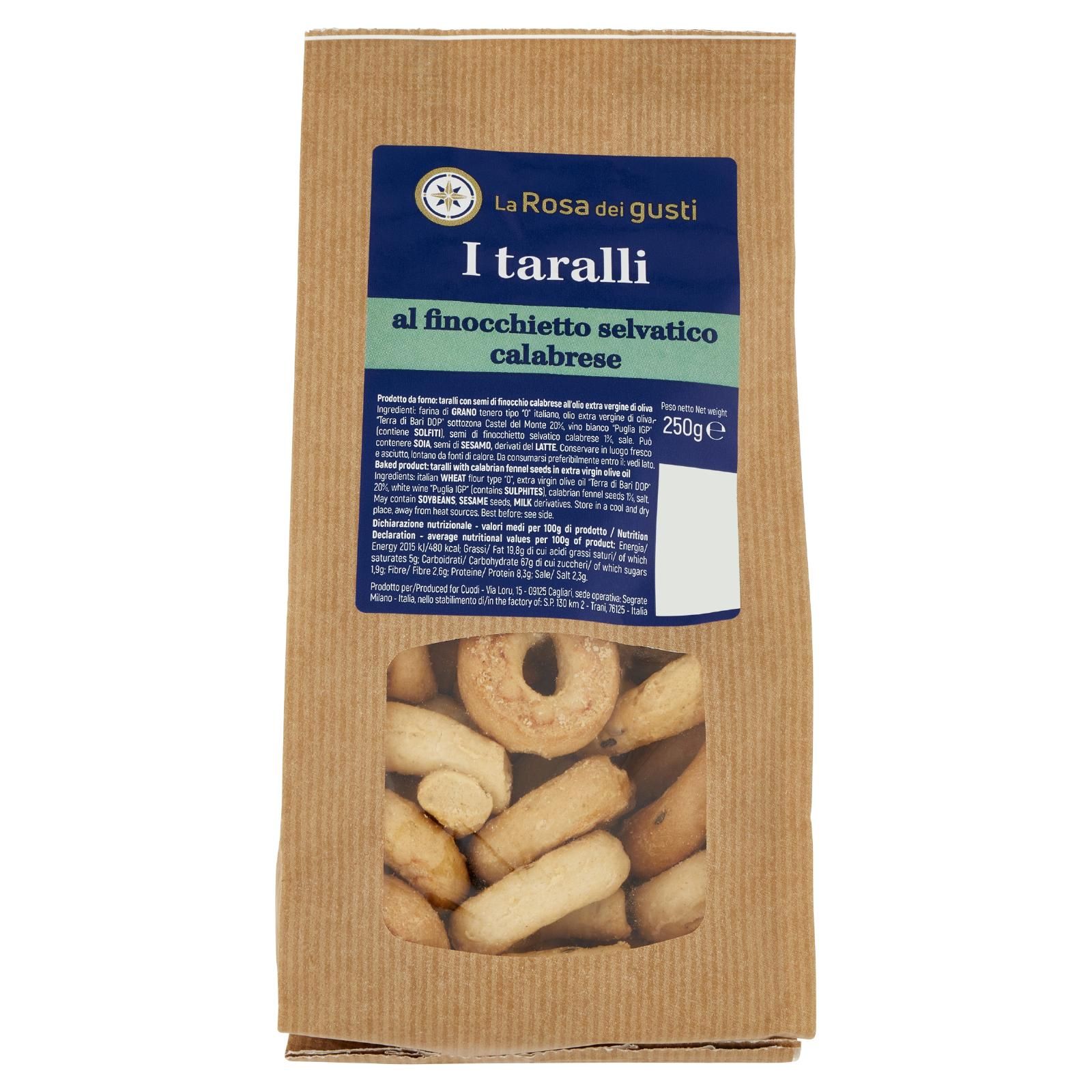 La Rosa dei gusti i taralli al finocchietto selvatico calabrese 250 g