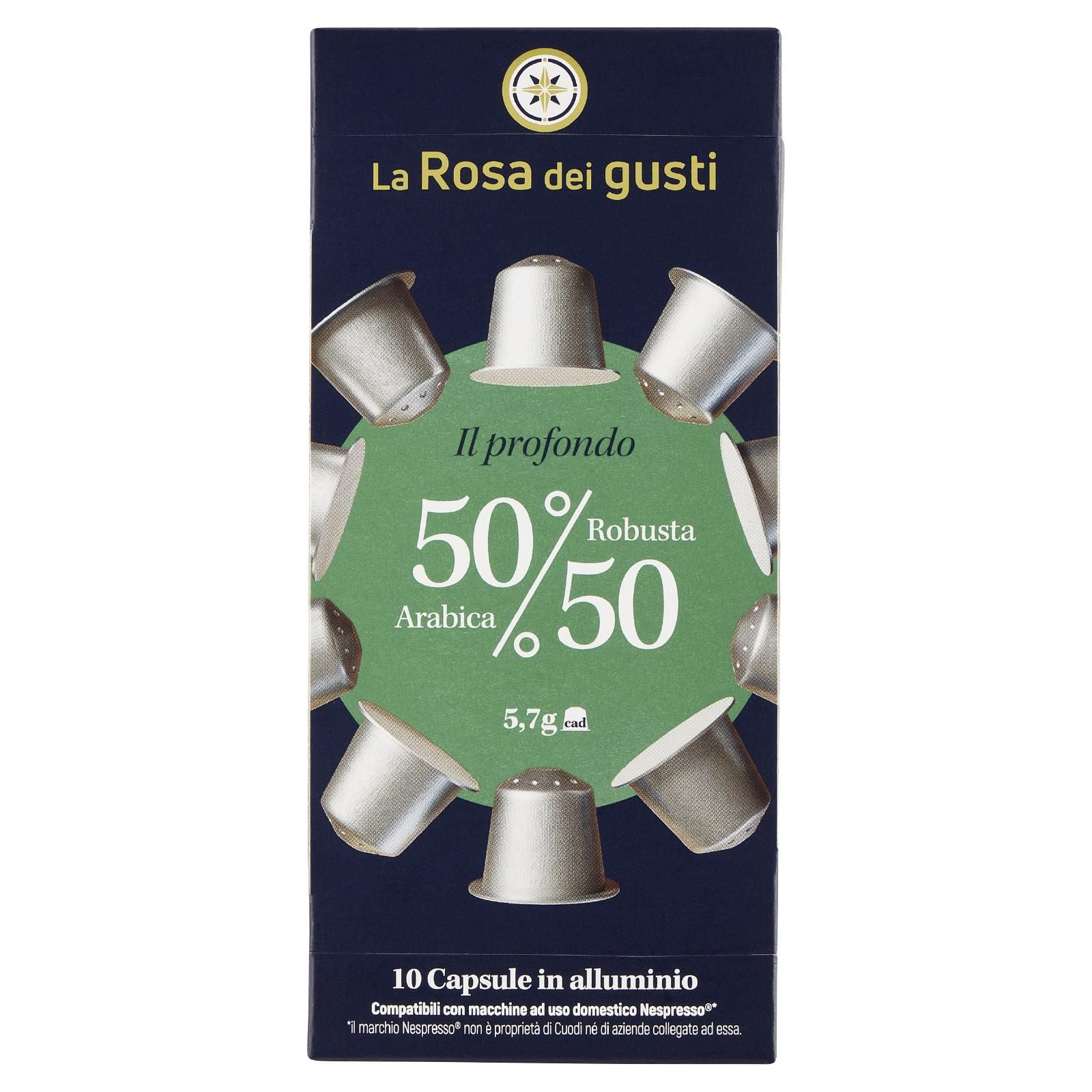 La Rosa dei gusti il profondo 50% Arabica 50% Robusta 10 Capsule in alluminio 10 x 5,7 g