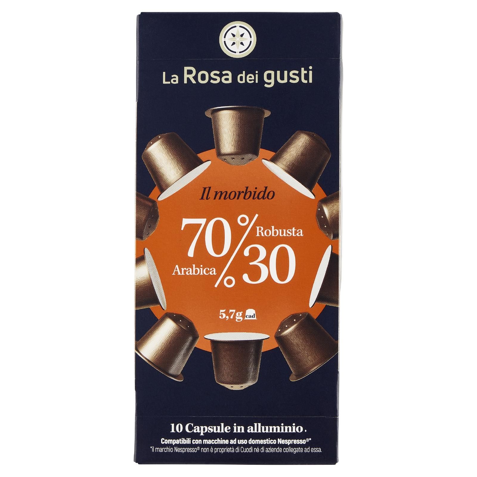 La Rosa dei gusti il morbido 70% Arabica 30% Robusta 10 Capsule in alluminio 10 x 5,7 g