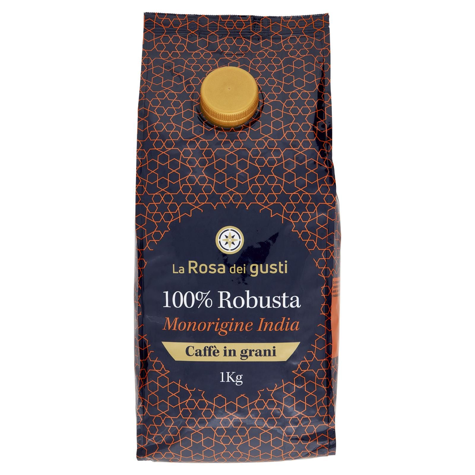 La Rosa dei gusti 100% Robusta Monorigine India Caffè in grani 1 Kg