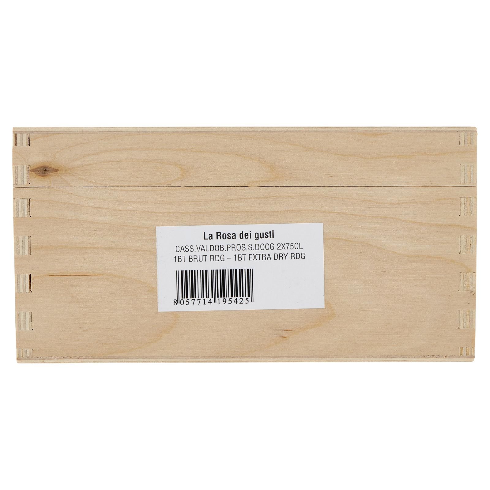 La Rosa dei gusti Cassetta Valdobbiadene Prosecco Superiore DOCG Brut + Extra Dry 2 x 75 cl